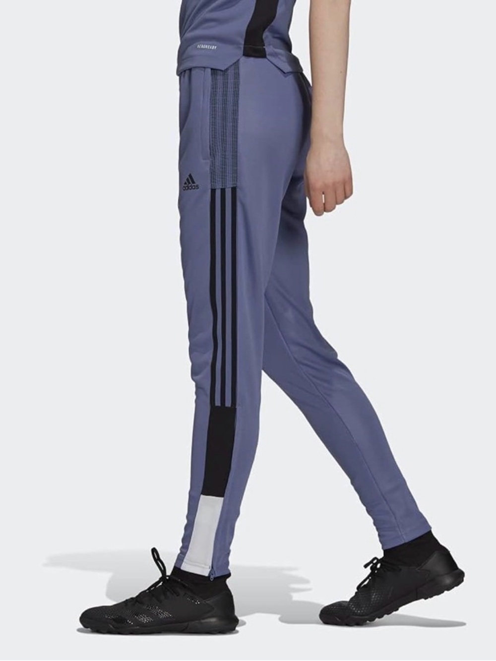adidas Slate Purple Track Pants with Black Stripes